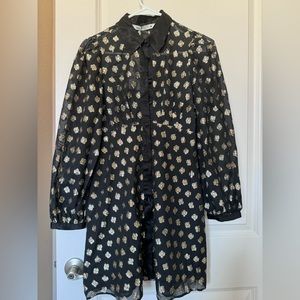 NEW ZARA METALLIC THREAD SHIRTDRESS